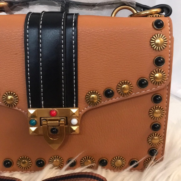 Izzy K Faux Leather Studded Satchel w/Removable - Picture 3 of 9